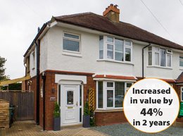 How much have homes increased in value in Longlevens?